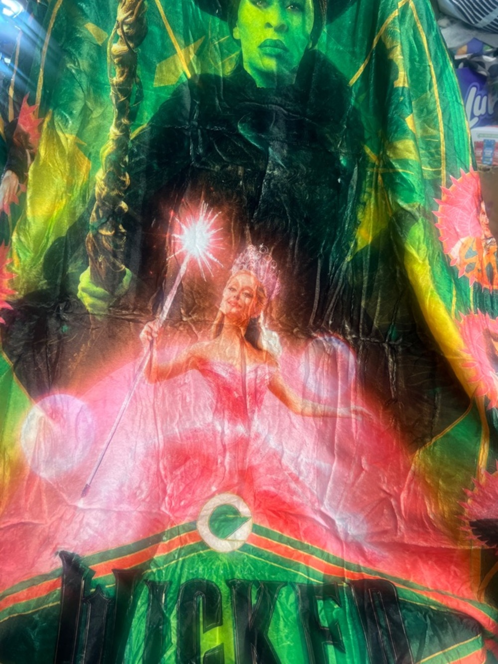 Wicked Musical Graphic Throw Blanket - Emerald Green & Pink New